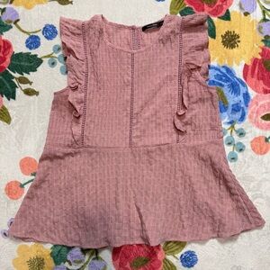 Doe & Rae Rose Pink Ruffled Blouse